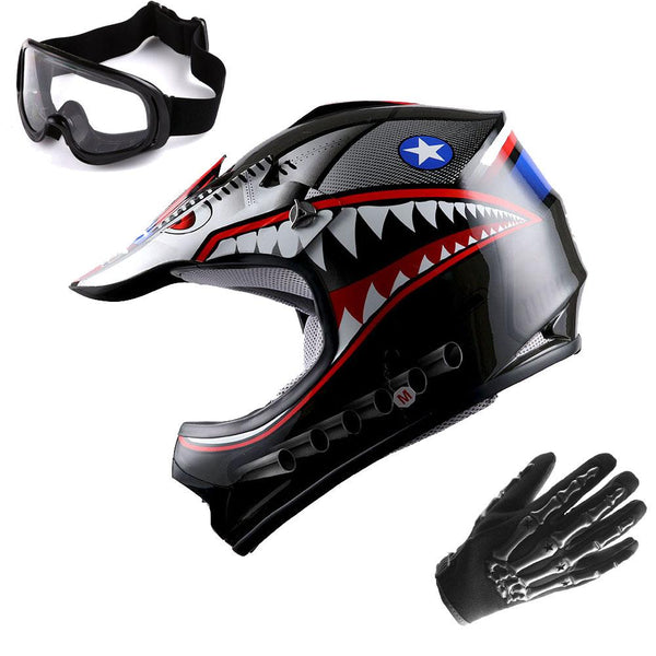 WOW Youth Kids Motocross BMX MX ATV Dirt Bike Helmet Shark +
