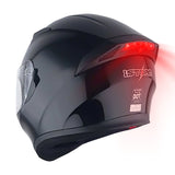 1Storm Motorcycle Street Bike Dual Visor/Sun Visor Full Face Helmet Mechanic with LED Tail Light: LED_HJK316