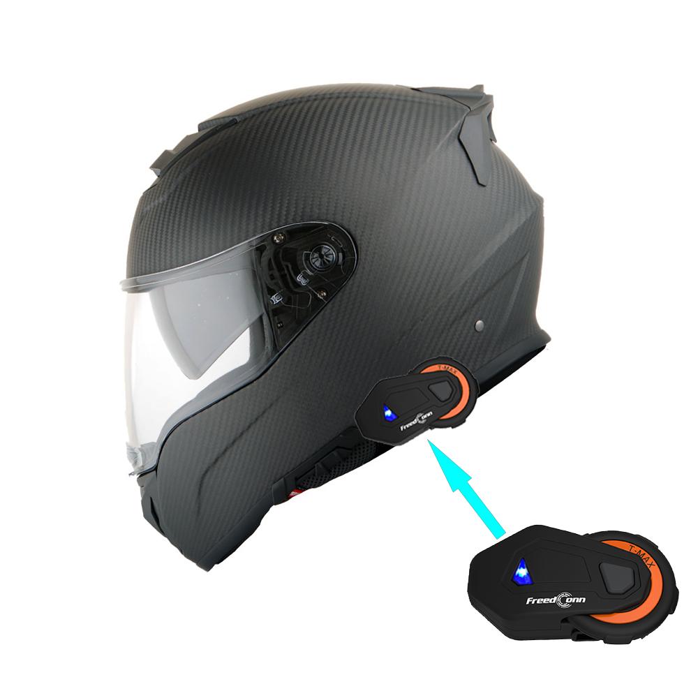 Martian Genuine Real Carbon Fiber Motorcycle Dual Face Helm Power Gear